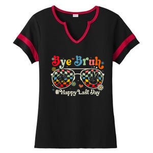 Bye Bruh Teacher Happy Last Day of School Hello Summer Funny Ladies Halftime Notch Neck Tee