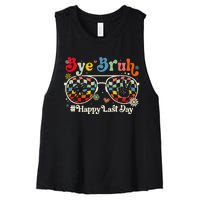 Bye Bruh Teacher Happy Last Day of School Hello Summer Funny Women's Racerback Cropped Tank