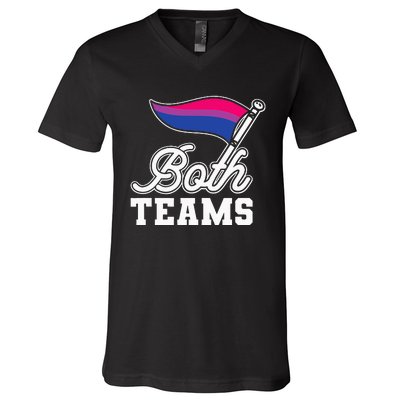 Bisexual Both Teams Quote Bi Flag Love & Pride Lgbtq V-Neck T-Shirt