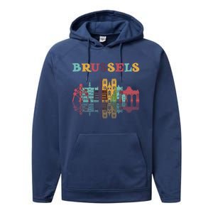 Belgium Brussels Travel Family Vacation Europian Trip Gift Great Gift Performance Fleece Hoodie