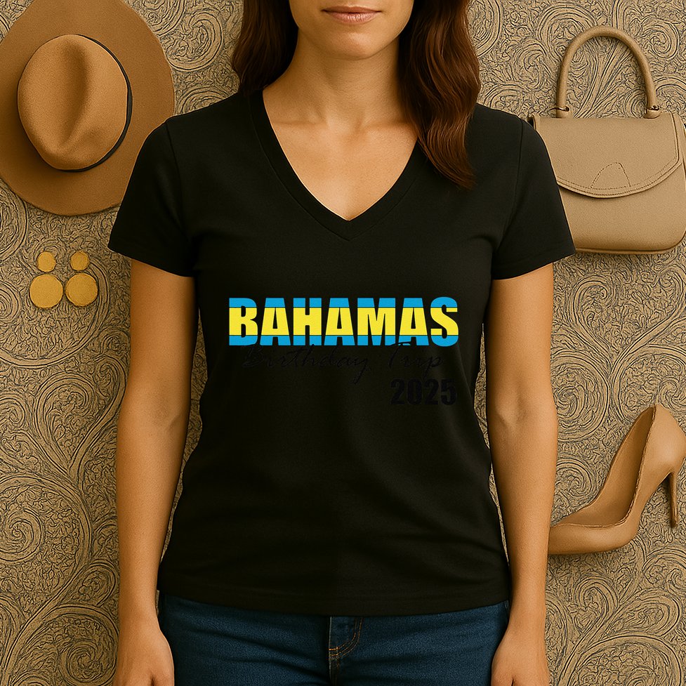 Bahamas Birthday Trip 2025 Vacation Party Crew Cruise Women's V-Neck T-Shirt
