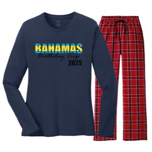 Bahamas Birthday Trip 2025 Vacation Party Crew Cruise Women's Long Sleeve Flannel Pajama Set 