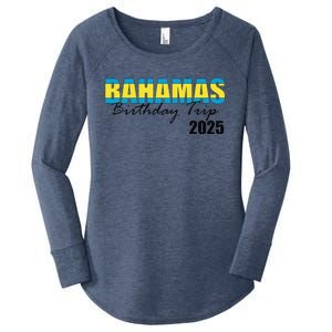 Bahamas Birthday Trip 2025 Vacation Party Crew Cruise Women's Perfect Tri Tunic Long Sleeve Shirt