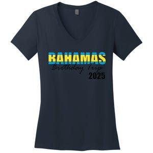 Bahamas Birthday Trip 2025 Vacation Party Crew Cruise Women's V-Neck T-Shirt