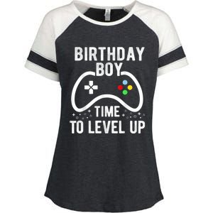 Birthday Boy Time To Level Up Video Game Birthday Gift Enza Ladies Jersey Colorblock Tee