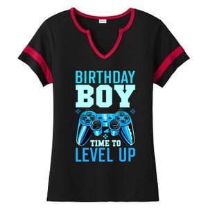 Birthday Boy Time To Level Up Matching Video Gamer Birthday Ladies Halftime Notch Neck Tee