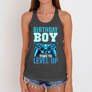 Birthday Boy Time To Level Up Matching Video Gamer Birthday Women's Knotted Racerback Tank