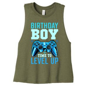 Birthday Boy Time To Level Up Matching Video Gamer Birthday Women's Racerback Cropped Tank