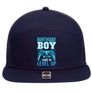 Birthday Boy Time To Level Up Matching Video Gamer Birthday 7 Panel Mesh Trucker Snapback Hat