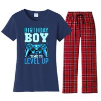 Birthday Boy Time To Level Up Matching Video Gamer Birthday Women's Flannel Pajama Set