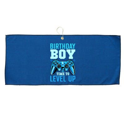 Birthday Boy Time To Level Up Matching Video Gamer Birthday Large Microfiber Waffle Golf Towel