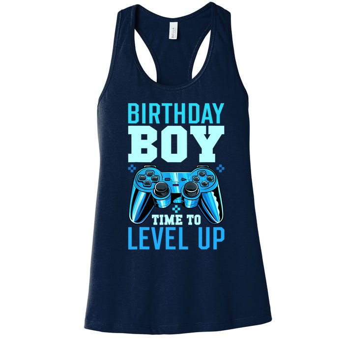 Birthday Boy Time To Level Up Matching Video Gamer Birthday Women's Racerback Tank