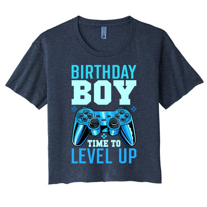 Birthday Boy Time To Level Up Matching Video Gamer Birthday Women's Crop Top Tee