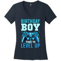 Birthday Boy Time To Level Up Matching Video Gamer Birthday Women's V-Neck T-Shirt