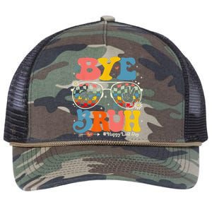 Bye Bruh Teachers Happy Last Day Of School Summer Funny Retro Rope Trucker Hat Cap