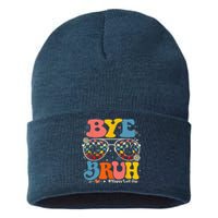 Bye Bruh Teachers Happy Last Day Of School Summer Funny Sustainable Knit Beanie