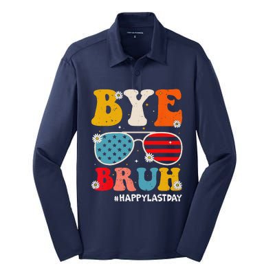 Bye Bruh Teachers Happy Last Day Of School Summer Funny Silk Touch Performance Long Sleeve Polo