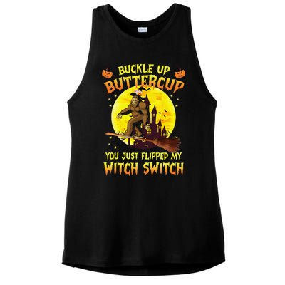 Bigfoot Buckle Up Buttercup You Just Flipped Ladies PosiCharge Tri-Blend Wicking Tank