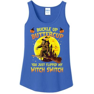 Bigfoot Buckle Up Buttercup You Just Flipped Ladies Essential Tank