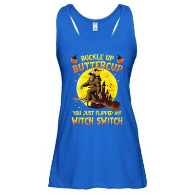 Bigfoot Buckle Up Buttercup You Just Flipped Ladies Essential Flowy Tank