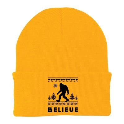 Bigfoot Believe Ugly Christmas Sweater Sasquatch Knit Cap Winter Beanie