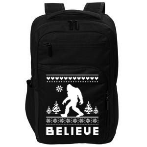 Bigfoot Believe Ugly Christmas Sweater Sasquatch Impact Tech Backpack