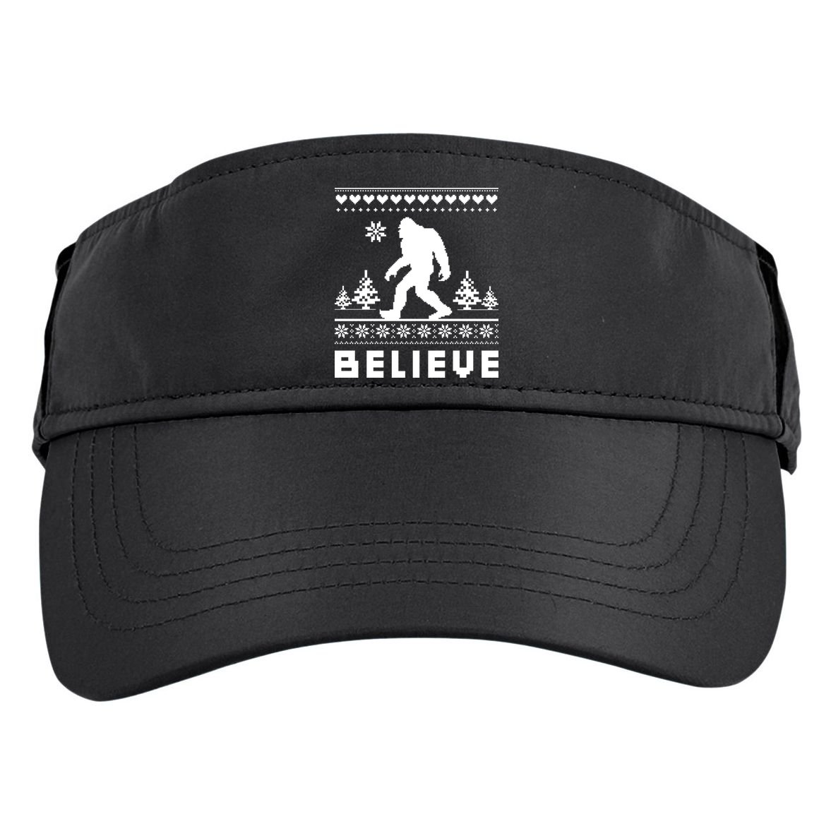 Bigfoot Believe Ugly Christmas Sweater Sasquatch Adult Drive Performance Visor