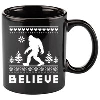 Bigfoot Believe Ugly Christmas Sweater Sasquatch 11oz C Handle Ceramic Mug