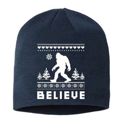 Bigfoot Believe Ugly Christmas Sweater Sasquatch Sustainable Beanie