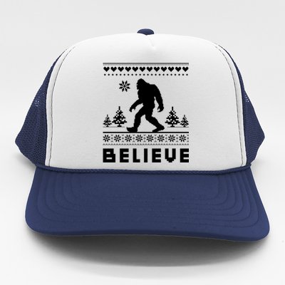 Bigfoot Believe Ugly Christmas Sweater Sasquatch Trucker Hat