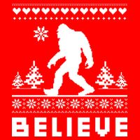 Bigfoot Believe Ugly Christmas Sweater Sasquatch Garment-Dyed Heavyweight T-Shirt