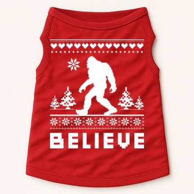 Bigfoot Believe Ugly Christmas Sweater Sasquatch Doggie Tank