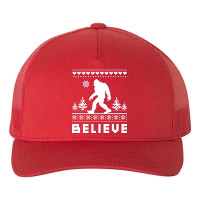 Bigfoot Believe Ugly Christmas Sweater Sasquatch Yupoong Adult 5-Panel Trucker Hat