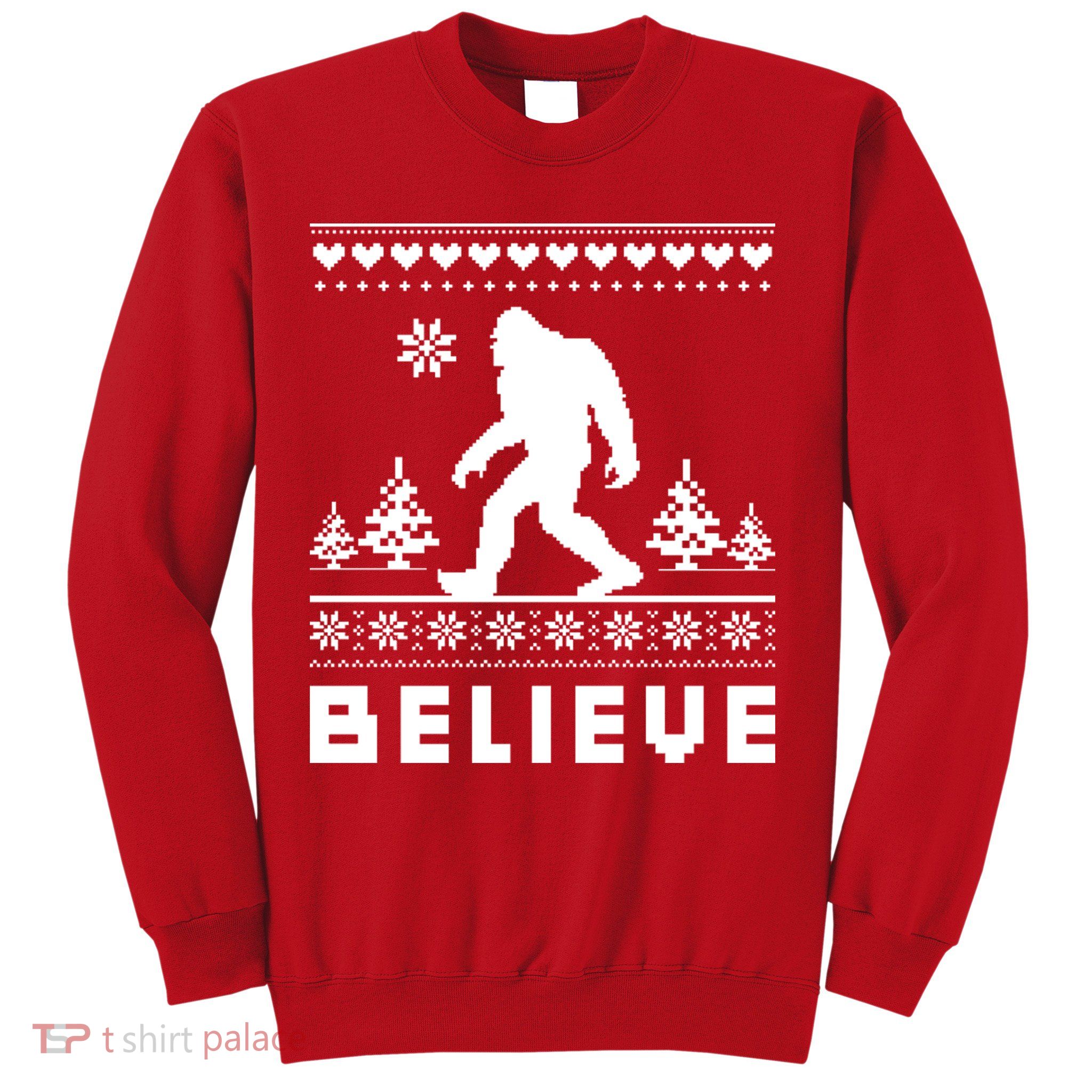 Bigfoot Believe Ugly Christmas Sweater Sasquatch Sweatshirt