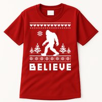 Bigfoot Believe Ugly Christmas Sweater Sasquatch Tall T-Shirt