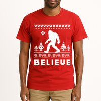 Bigfoot Believe Ugly Christmas Sweater Sasquatch Tall T-Shirt