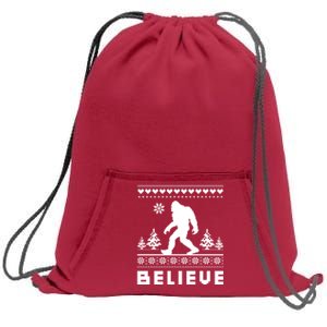 Bigfoot Believe Ugly Christmas Sweater Sasquatch Sweatshirt Cinch Pack Bag