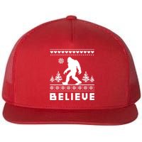 Bigfoot Believe Ugly Christmas Sweater Sasquatch Flat Bill Trucker Hat