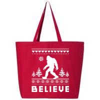 Bigfoot Believe Ugly Christmas Sweater Sasquatch 25L Jumbo Tote