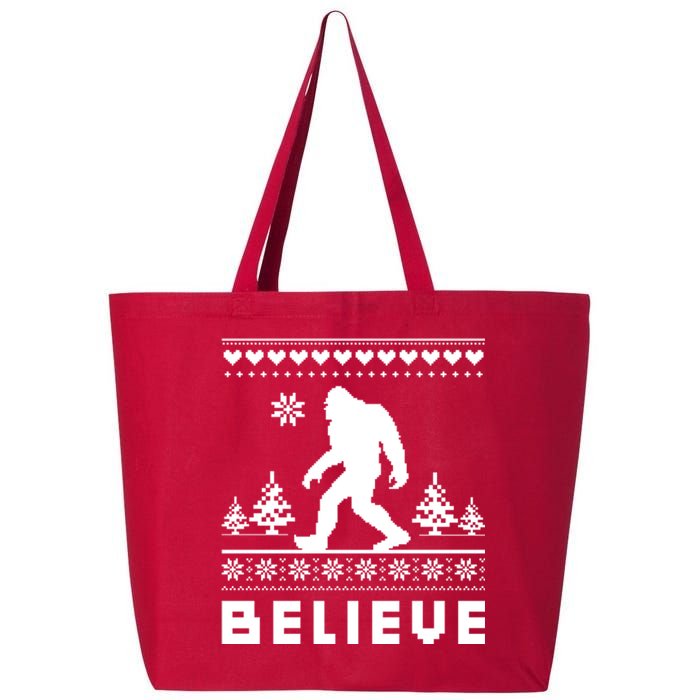 Bigfoot Believe Ugly Christmas Sweater Sasquatch 25L Jumbo Tote