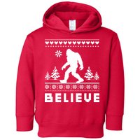 Bigfoot Believe Ugly Christmas Sweater Sasquatch Toddler Hoodie