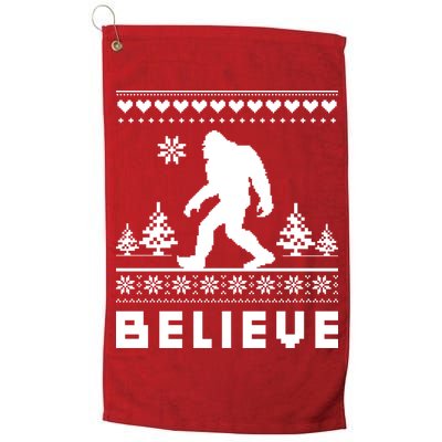 Bigfoot Believe Ugly Christmas Sweater Sasquatch Golf Towel