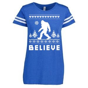 Bigfoot Believe Ugly Christmas Sweater Sasquatch Enza Ladies Jersey Football T-Shirt