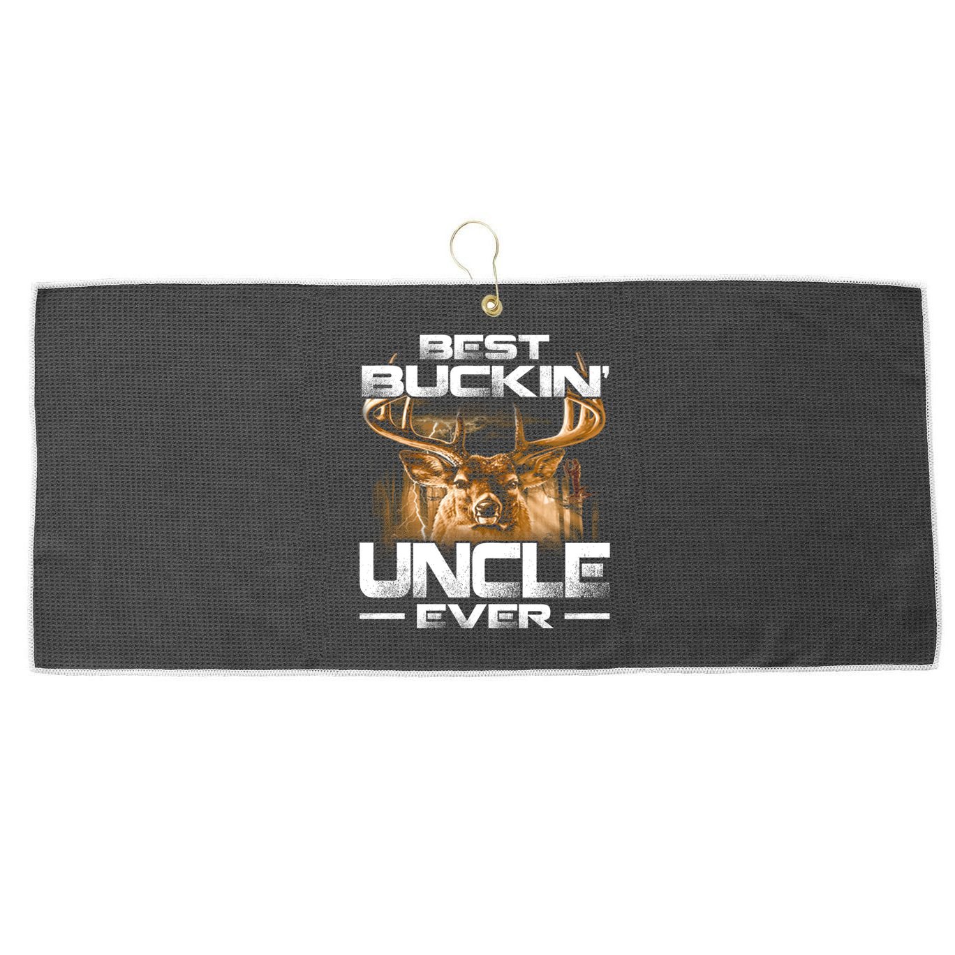 Best Buckin Uncle Ever Deer Hunting Bucking Father Gift Large Microfiber Waffle Golf Towel