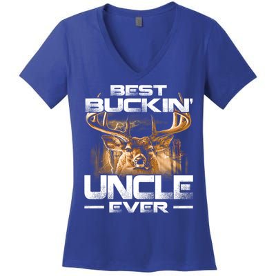 Best Buckin Uncle Ever Deer Hunting Bucking Father Gift Women's V-Neck T-Shirt