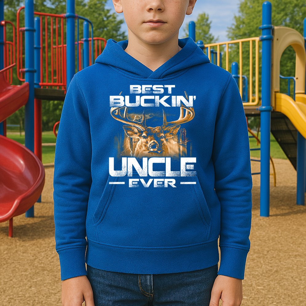 Best Buckin Uncle Ever Deer Hunting Bucking Father Gift Kids Hoodie
