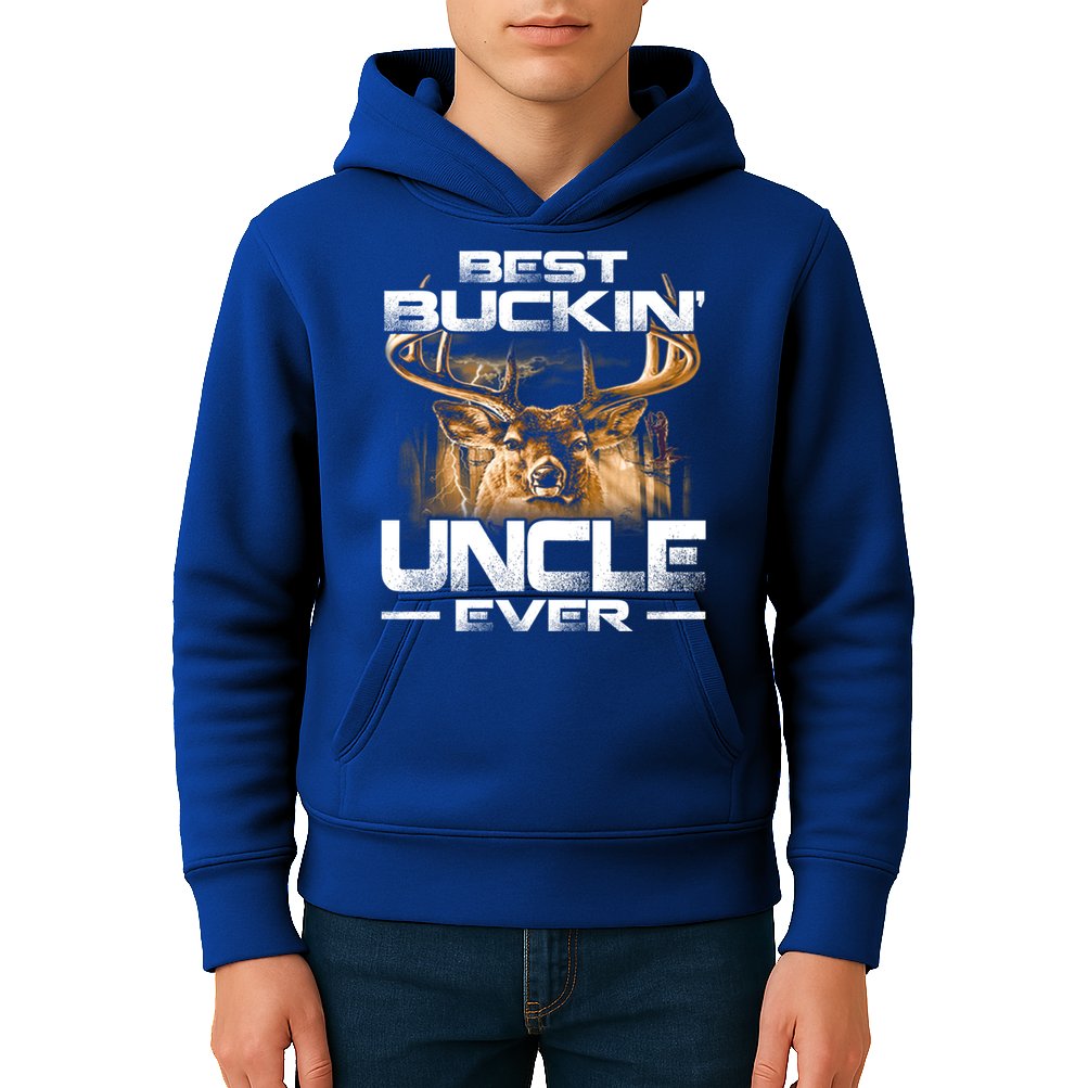 Best Buckin Uncle Ever Deer Hunting Bucking Father Gift Kids Hoodie