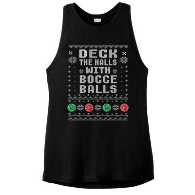 Bocce Balls Ugly Christmas Pattern Italian Gift Ladies PosiCharge Tri-Blend Wicking Tank