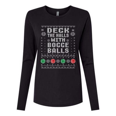 Bocce Balls Ugly Christmas Pattern Italian Gift Womens Cotton Relaxed Long Sleeve T-Shirt