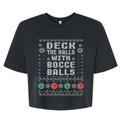 Bocce Balls Ugly Christmas Pattern Italian Gift Bella+Canvas Jersey Crop Tee